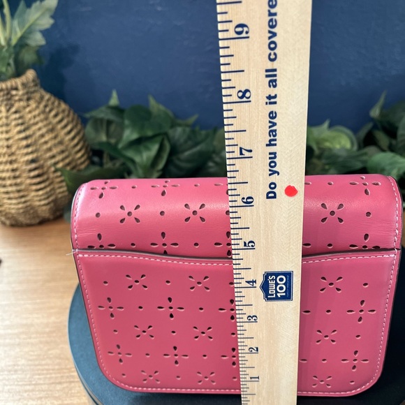 Coach Leather Laser Cut Mini Brynn Crossbody Bag in Rouge - Picture 12 of 12